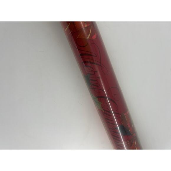 Vintage Hallmark Christmas Wrapping Paper Red Holly Pine 32 Feet Holiday New - Picture 5 of 9